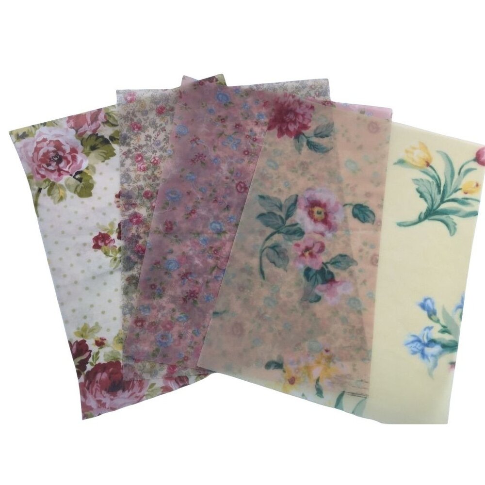 4 Vellum Sheets Custom Print Assorted Floral Pattern mq Pink 8.5 x 11